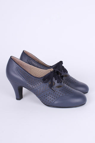 1930s everyday oxford high heel shoes - Marine Blue - Marie