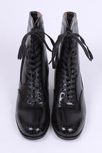 20s / 30s style everyday leather boot  - Black - Martha