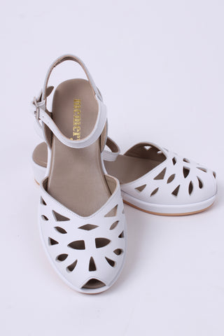 1940s / 50s style summer sandals /  wedges - White - Sidse