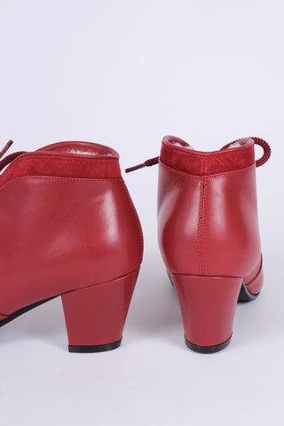 1940s style winter ankle boots  - Red - Lillie