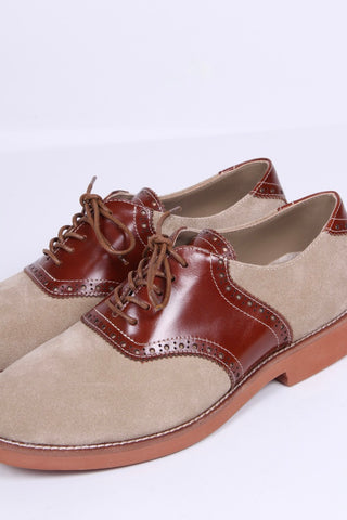 Women's 1950s style oxford saddle shoe  - Cognac/Sand - Elliot