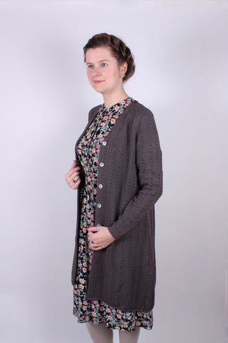 1930s style long cardigan / swagger jacket - Anthracite Grey - Isabel