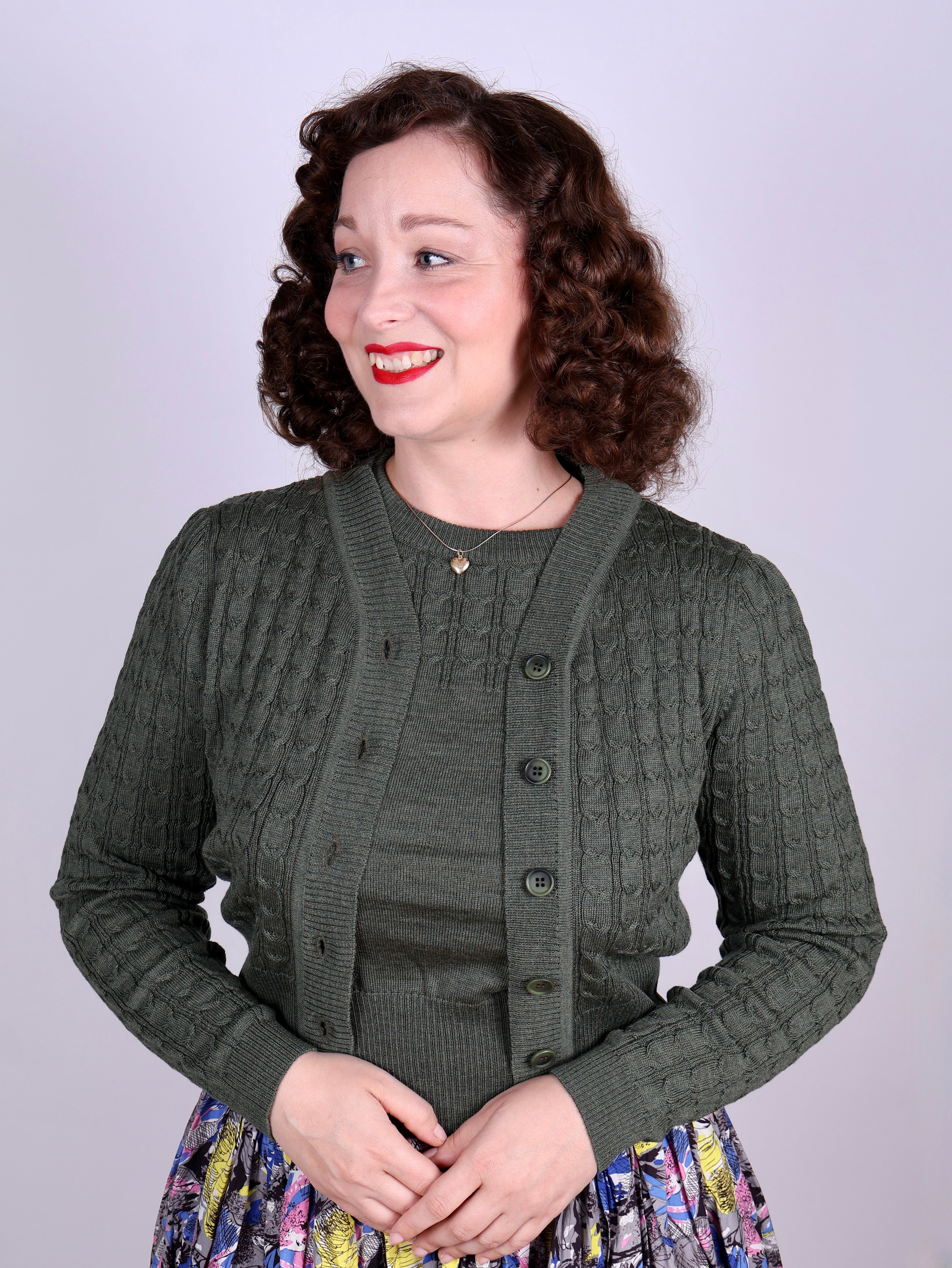 1940s 1950s style Cardigan Green Joanne - Main Image