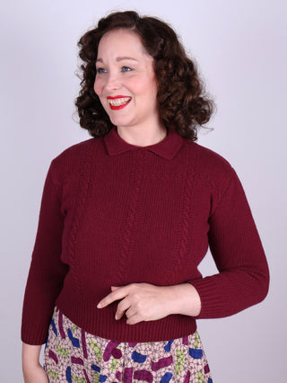 1940s vintage style pullover - Burgundy - Gertrud