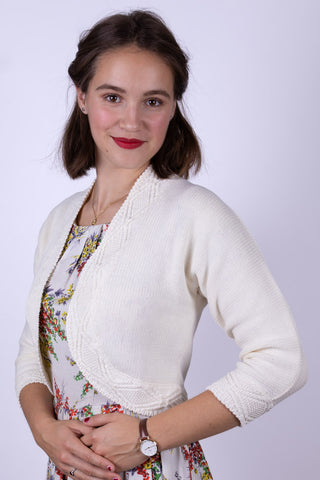 Boléro style vintage des années 1950 avec motif - Blanc cassé - Carol