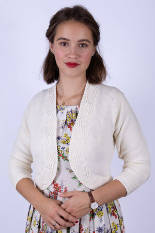 Boléro style vintage des années 1950 avec motif - Blanc cassé - Carol