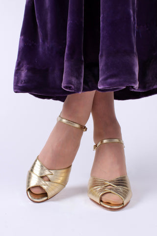 1930s inspired high heel evening shoes - gold - Susan