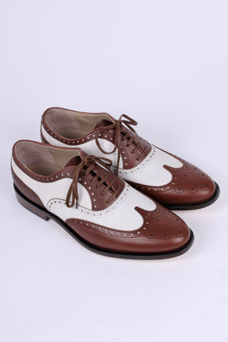 Men's 1930s-style spectator shoe - dark brown / off-white - Charles