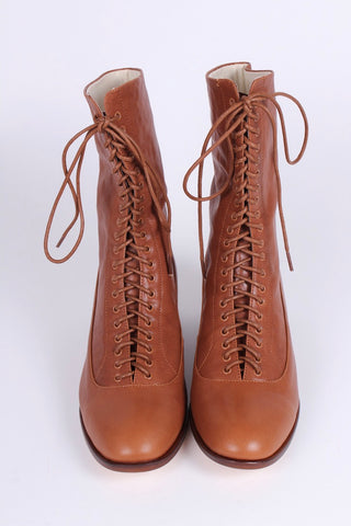 1910s Everyday Lace-up Boots - Light Brown - Ruth