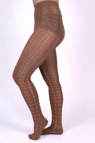 1920s patterned cotton tights – Caramel with orange stripes – Dorothy