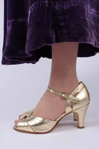 1930s inspired high heel evening shoes - gold - Susan