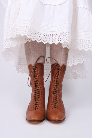 1910s Everyday Lace-up Boots - Light Brown - Ruth