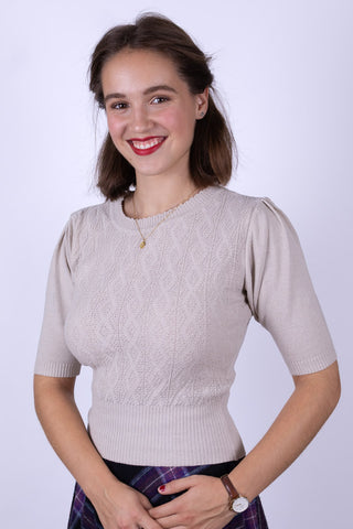 1940s / 1950s style short-sleeved pullover - Off-White - Evelyn