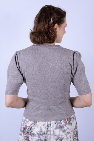 1940s / 1950s style short-sleeved pullover - Grey Melange - Evelyn