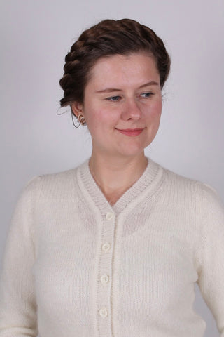 1940s vintage style mohair cardigan - Cream - Lisbeth