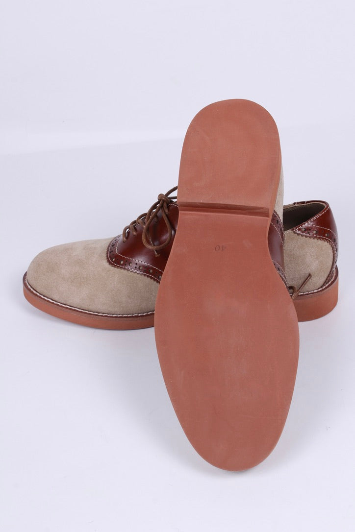 Women's 1950s style oxford saddle shoe  - Cognac/Sand - Elliot