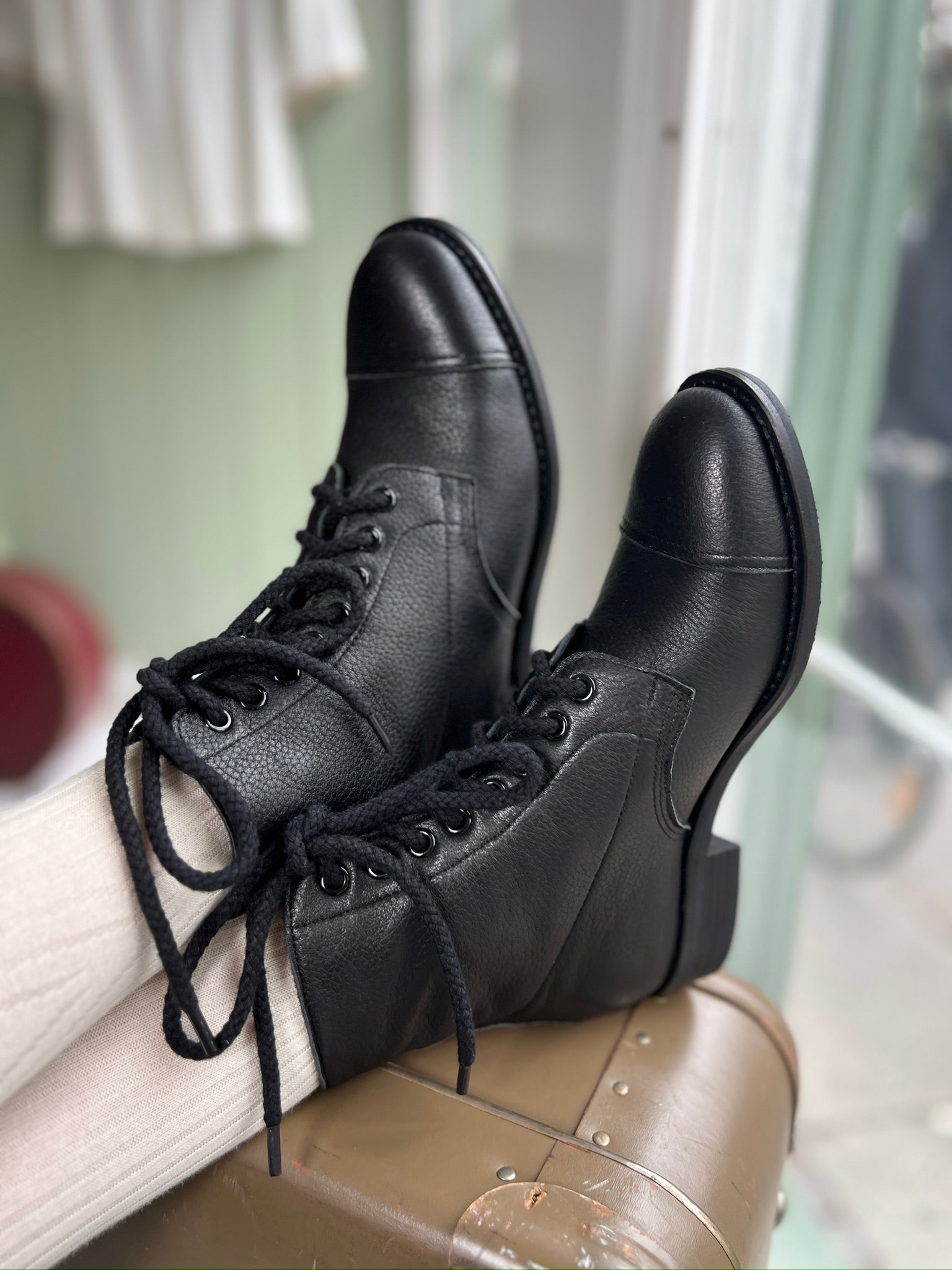 1940s Women's Military Boots Black Robbie – memery