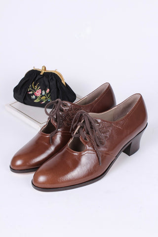 1930s everyday Oxford shoes, brown, Emma