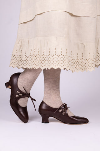 Early 1920s everyday shoes - Dark Brown - Georgina