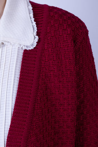 1920s style Open-front knit jacket - Burgundy - Irma
