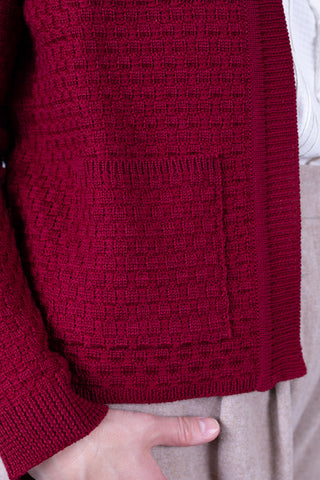 1920s style Open-front knit jacket - Burgundy - Irma