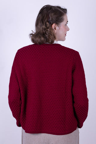 1920s style Open-front knit jacket - Burgundy - Irma