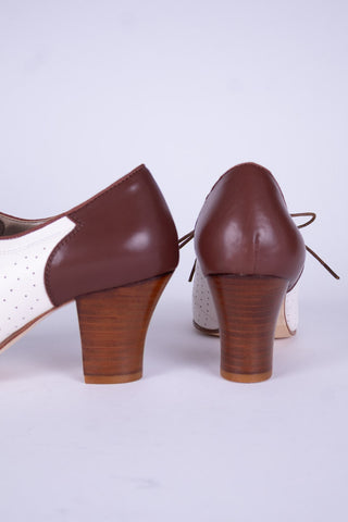 Escarpins Oxford 'Spectator' années 1940 - Marron / Blanc cassé - Lucy