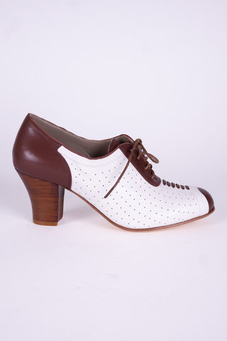 Escarpins Oxford 'Spectator' années 1940 - Marron / Blanc cassé - Lucy
