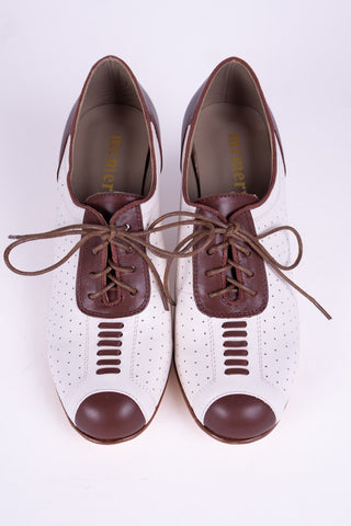 Escarpins Oxford 'Spectator' années 1940 - Marron / Blanc cassé - Lucy