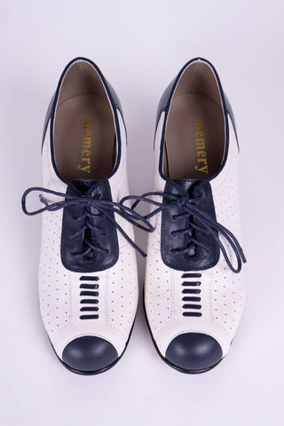 Escarpins Oxford 'Spectator' années 1940 - Marron / Blanc cassé - Lucy
