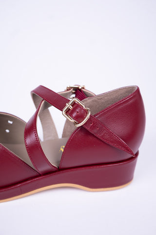1940s - summer sandals - wedges - Dark Red - Norma