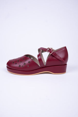 1940s - summer sandals - wedges - Dark Red - Norma