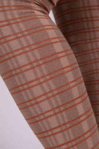 1920s patterned cotton tights – Caramel with orange stripes – Dorothy