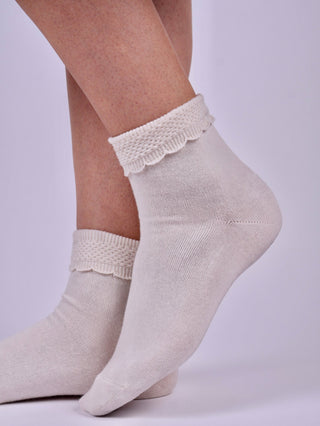 Anklet socks with pattern - Off - white - Matilda - memery