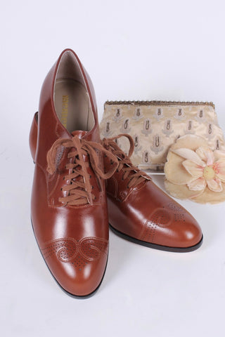 Classic 1930s Oxfords - Cognac Brown - Juliette - memery