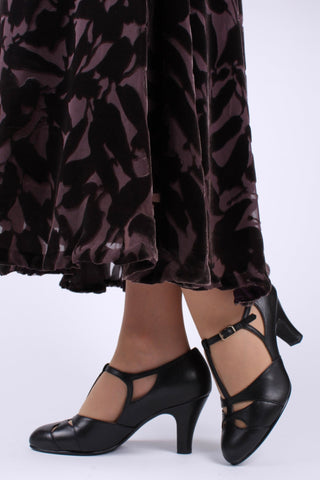 Early 1930s Art Deco evening sandals - Black - Helen - memery