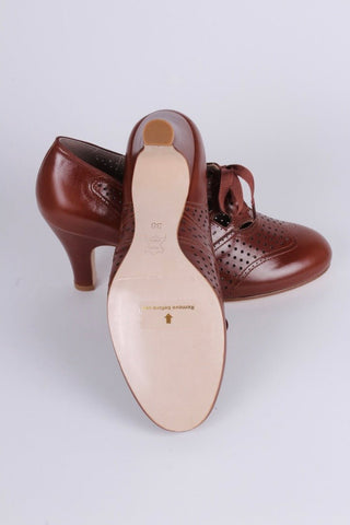 Early 1930s oxford high heels - Cognac Brown - Marie - memery