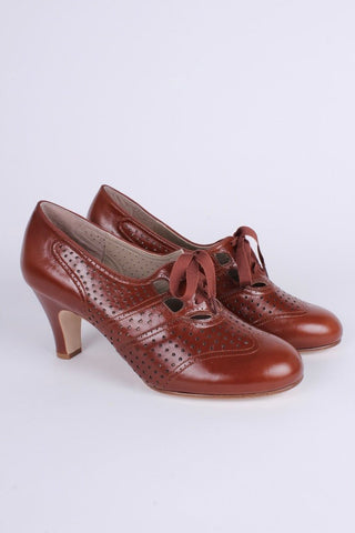 Early 1930s oxford high heels - Cognac Brown - Marie - memery