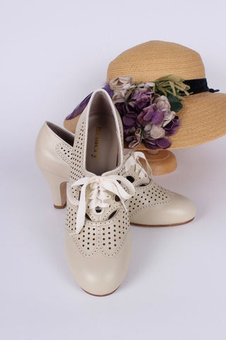 Early 1930s oxford high heels - Cream - Marie - memery