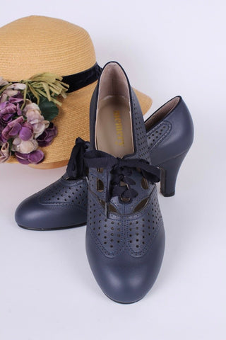Early 1930s oxford high heels - Navy - Marie - memery