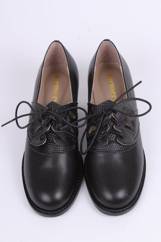 Early 1940s everyday lace - up shoes - Black - Emily - memery