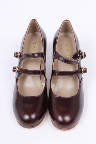 Early 30s pump with double ankle straps - Dark brown - Judy - memery