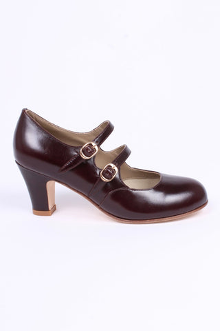 Early 30s pump with double ankle straps - Dark brown - Judy - memery