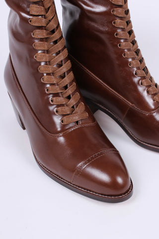Edwardian everyday walking boot, 1910 - brown - Alice - memery