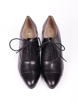 Edwardian Oxford shoe with pompadour heel - 1900 - Black - Bertha - memery