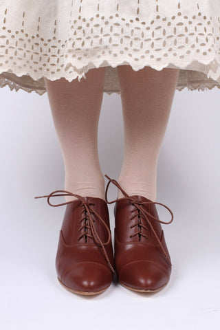 Edwardian Oxford shoe with pompadour heel - 1900 - Brown - Bertha - memery