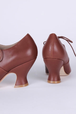 Edwardian Oxford shoe with pompadour heel - 1900 - Brown - Bertha - memery