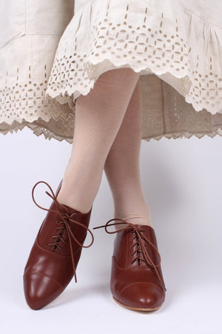 Edwardian Oxford shoe with pompadour heel - 1900 - Brown - Bertha - memery