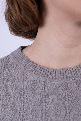1940s / 1950s style short-sleeved pullover - Grey Melange - Evelyn