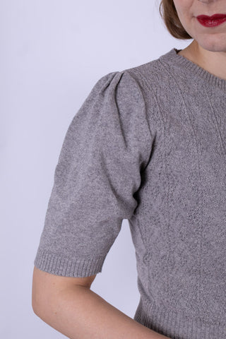1940s / 1950s style short-sleeved pullover - Grey Melange - Evelyn